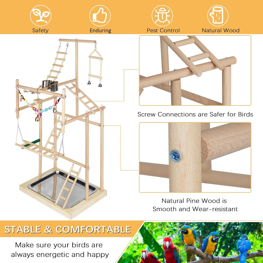 Ibnotuiy Pet Parrot Playstand Parrots Bird Playground Bird Play Stand