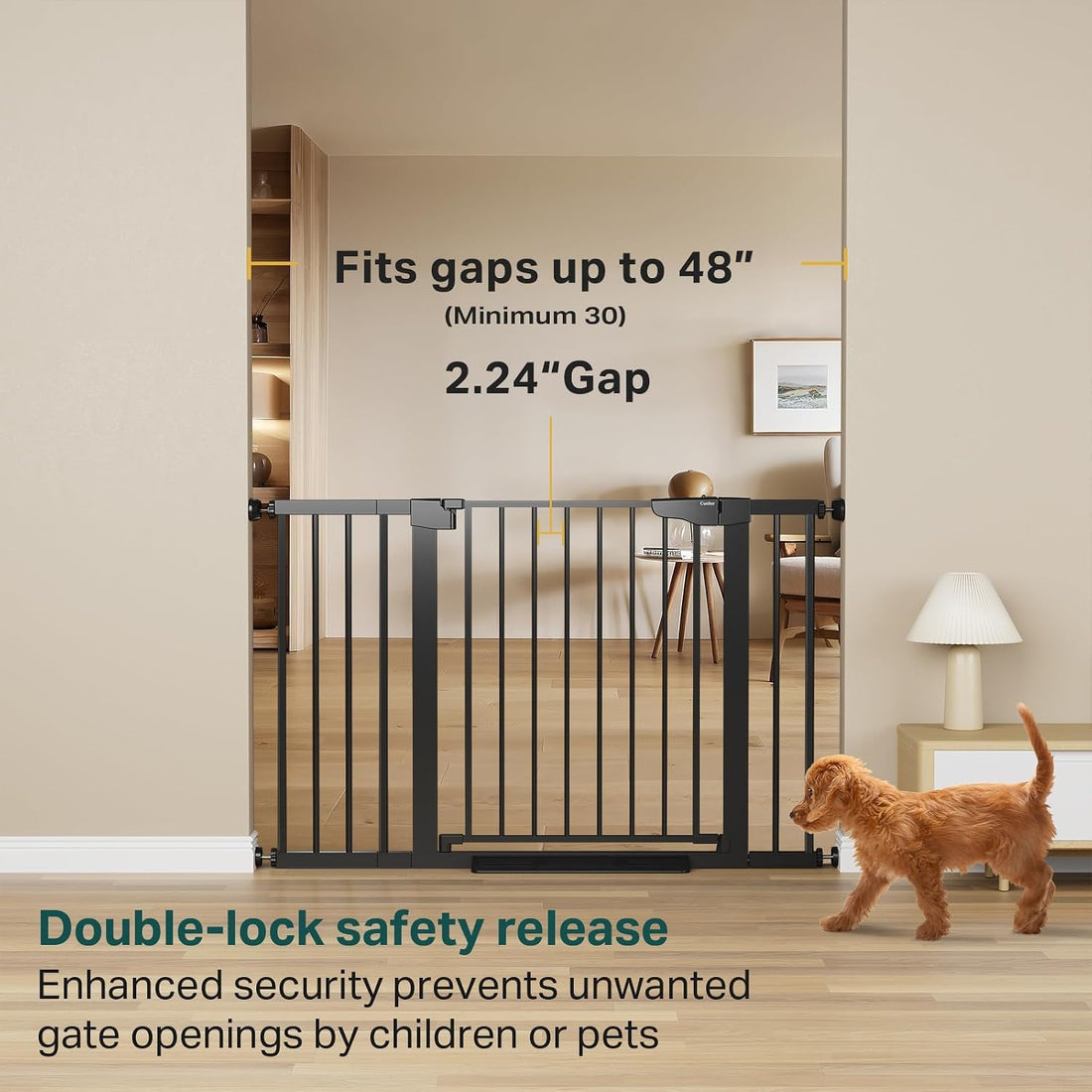 Cumbor 30-48 in Baby Gate for Stairs, Auto Close Dog Gate Indoor