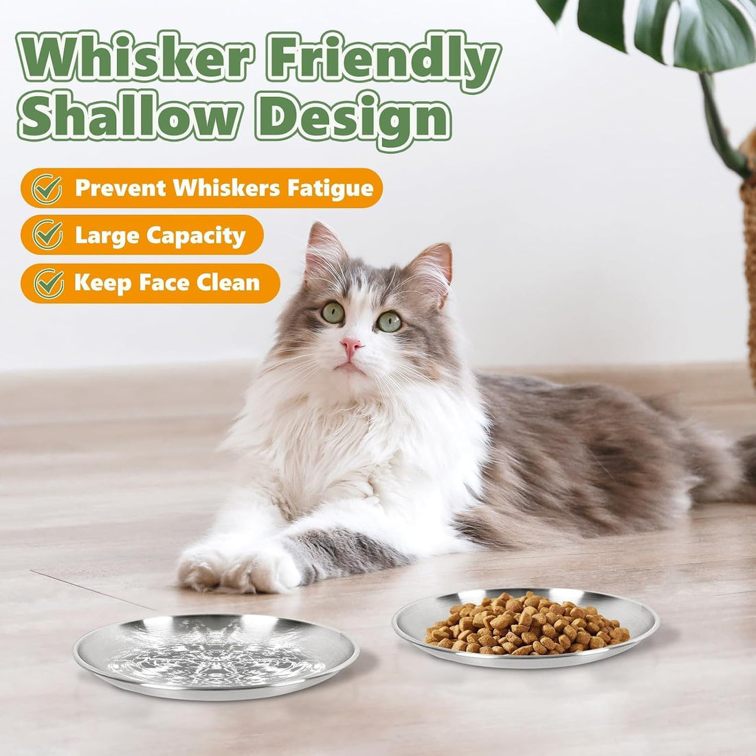 4-Pack Stainless Steel Cat Food Bowls, Whisker-Friendly Plates