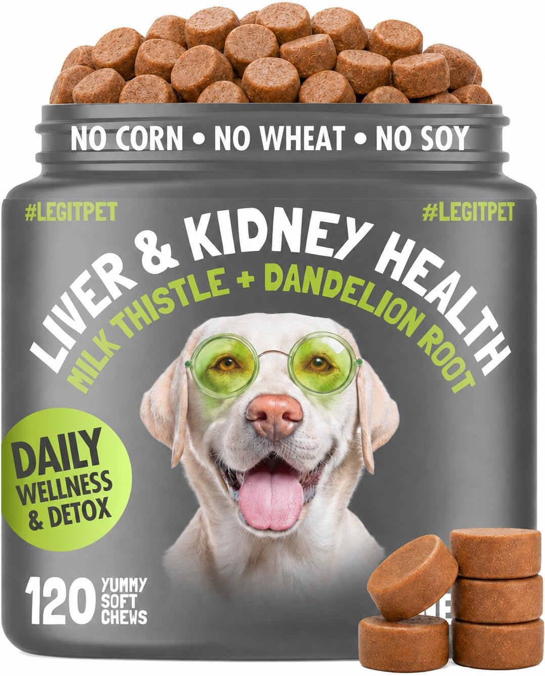 Liver & Kidney Support for Dogs Detox Natural Supplement with Milk