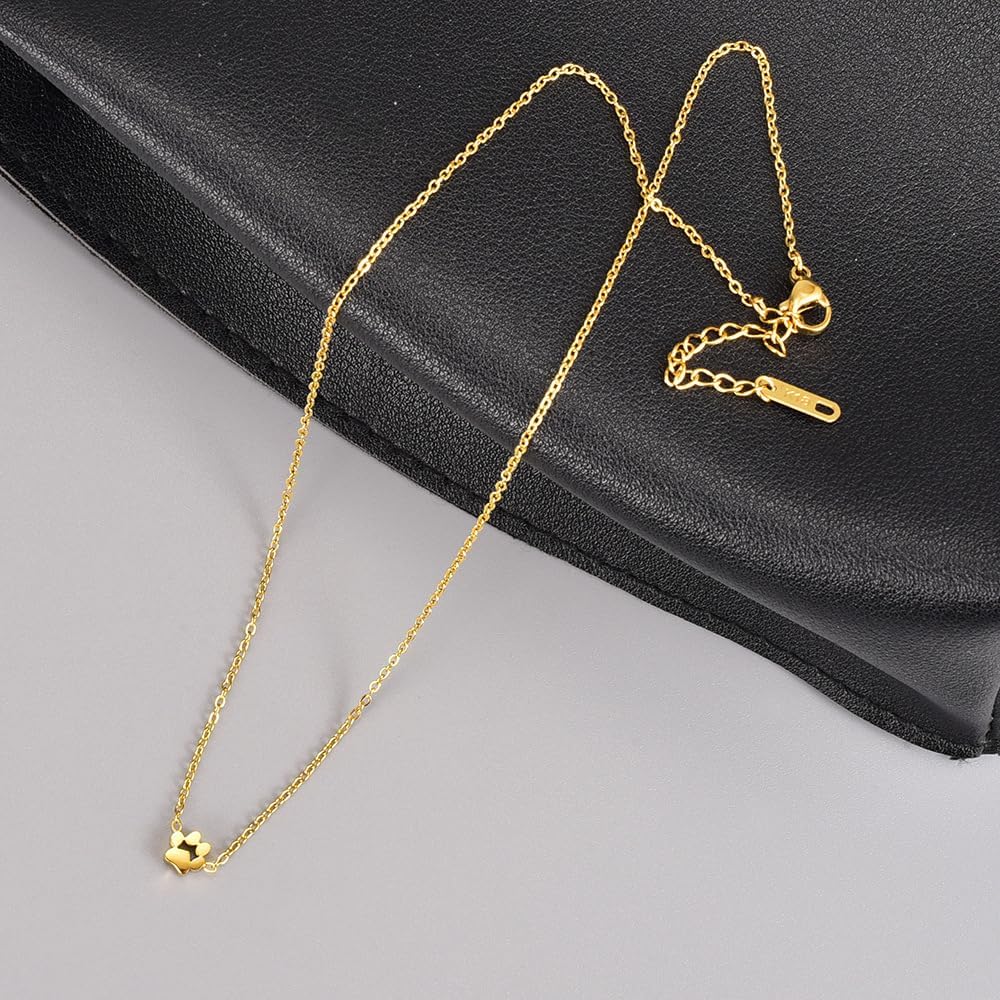 OIDIMS Dog Cat Paw Necklace Lovely Animal Choker Dainty Paw Print