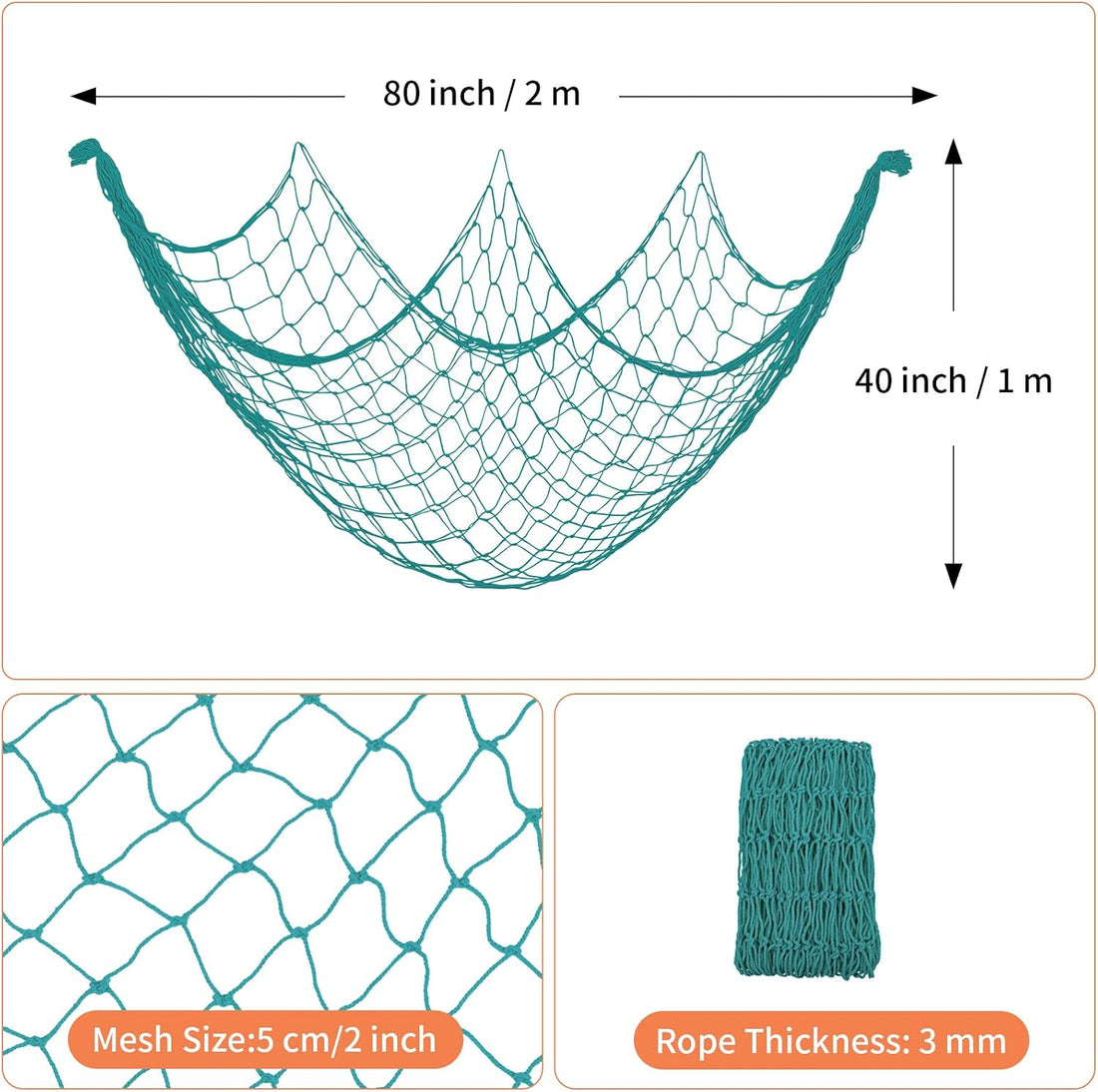 Fish Net Decor for Party Decorations, Aqua Decorative Net