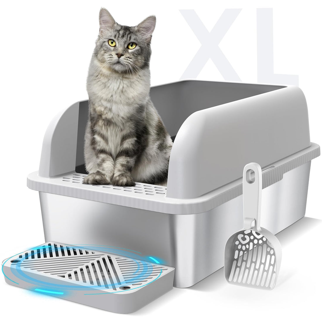 Extra Large Stainless Steel Litter Box with Lid