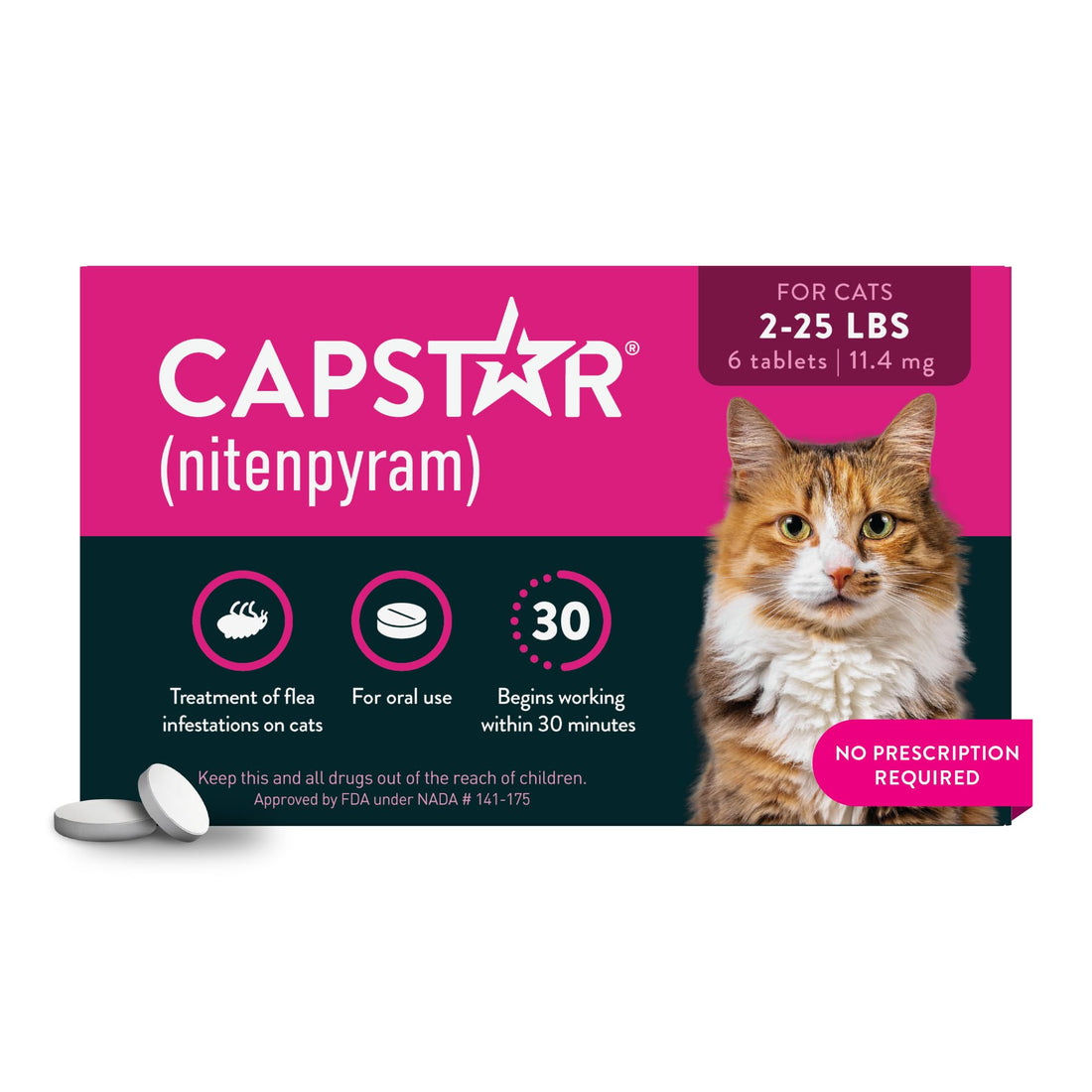 Capstar Cat Flea Treatment, Fast-Acting Oral Flea Treatment for Cats