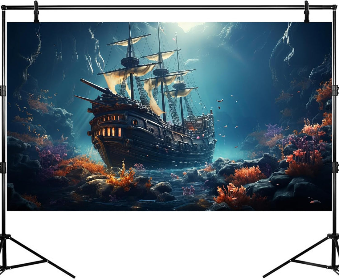 Sunken Ship Aquarium Background Undersea Pirate Shipwreck Fish Tank
