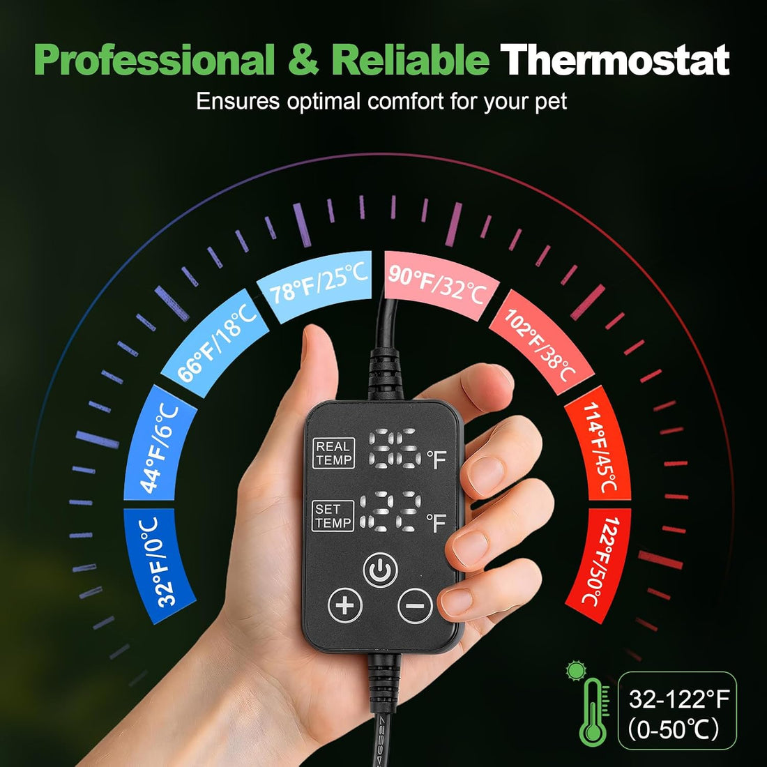 Reptile Heating Pad with Internal Sensor&Thermostat