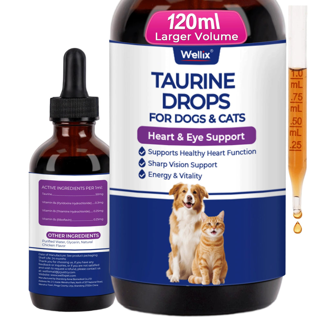 Wellix 4 oz Liquid Taurine Drops for Cats & Dogs