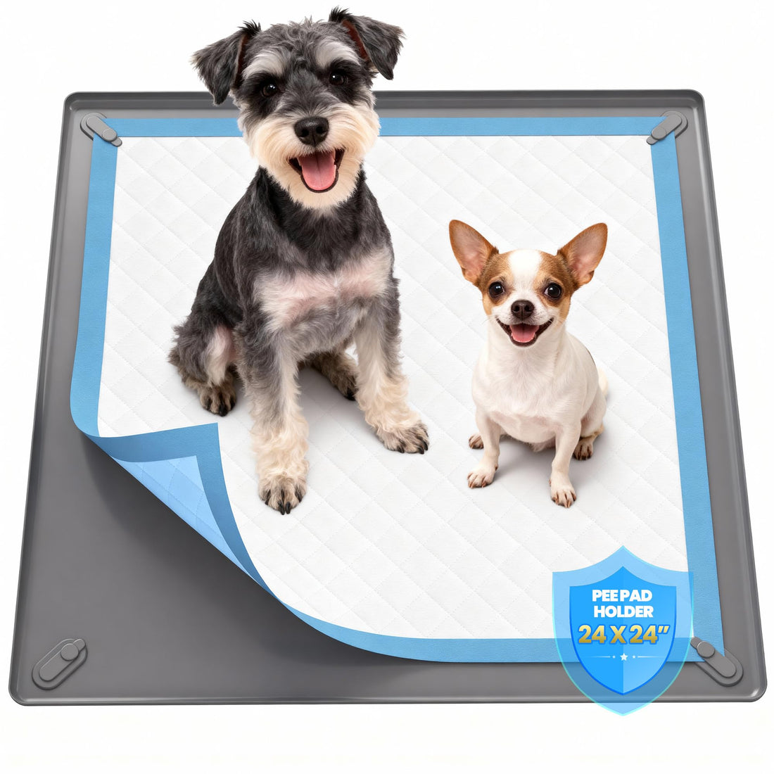 Pee Pad Holder for Dogs - 24" x 24" Non-Slip Silicone Puppy Potty