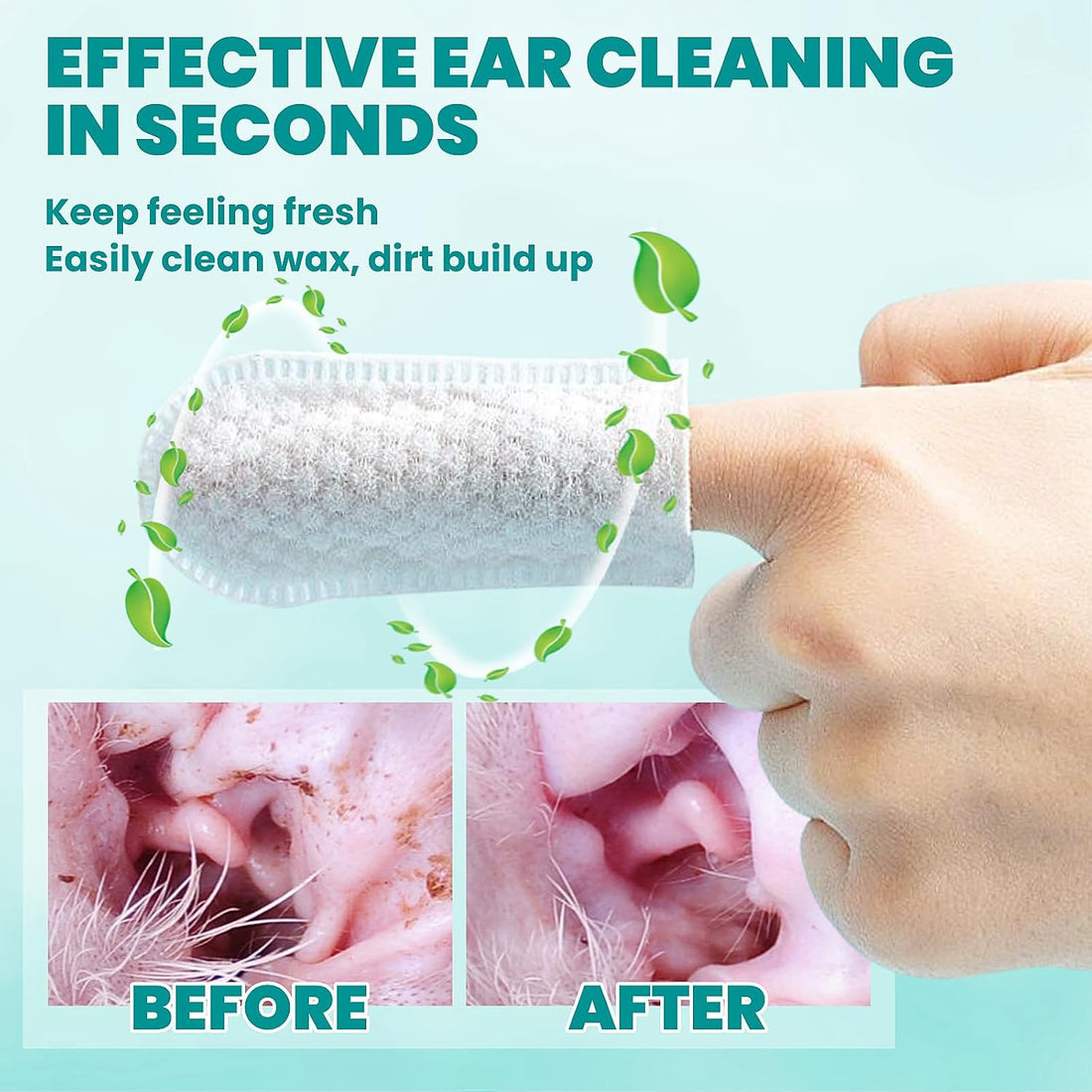 MEDUWEDU Ear Cleaner Finger Wipes 60 Counts, Dog Ear Cleaner