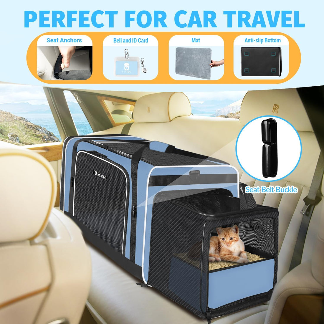 Petskd 26"x17"x17" Extra Large Cat Carrier with Litter Box