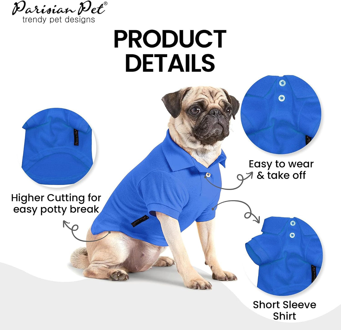 Parisian Pet Dog Polo Shirt – Classic Blue Cotton Pet Apparel