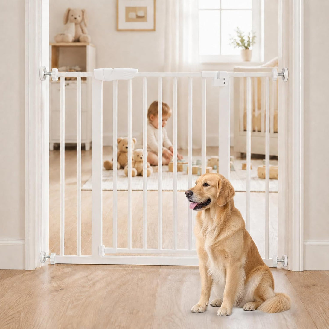 DUMOS 30-40.5" Baby Gate for Stairs & Doorways, Auto Close