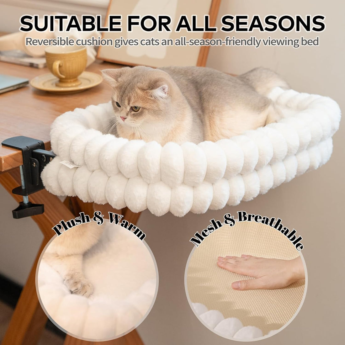 CHEERPALS Cloud Cat Bed Desk Mounted Hammock for Indoor Cats Perch