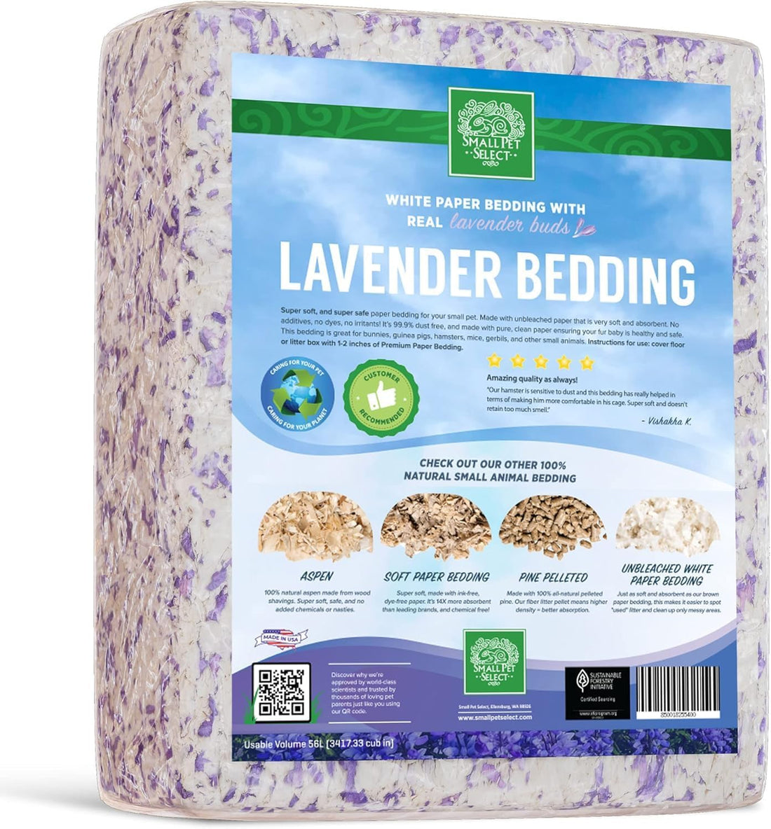 Small Pet Select Rose Paper Bedding, Odor Control, 56 L