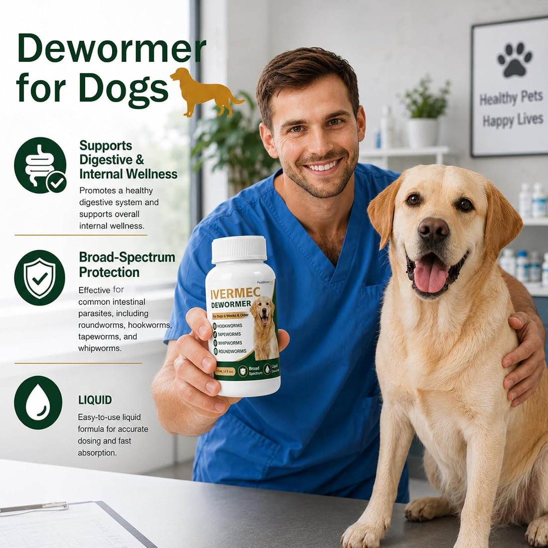 Dewormer for Dogs Broad Spectrum Dog Wormer for Tapeworms
