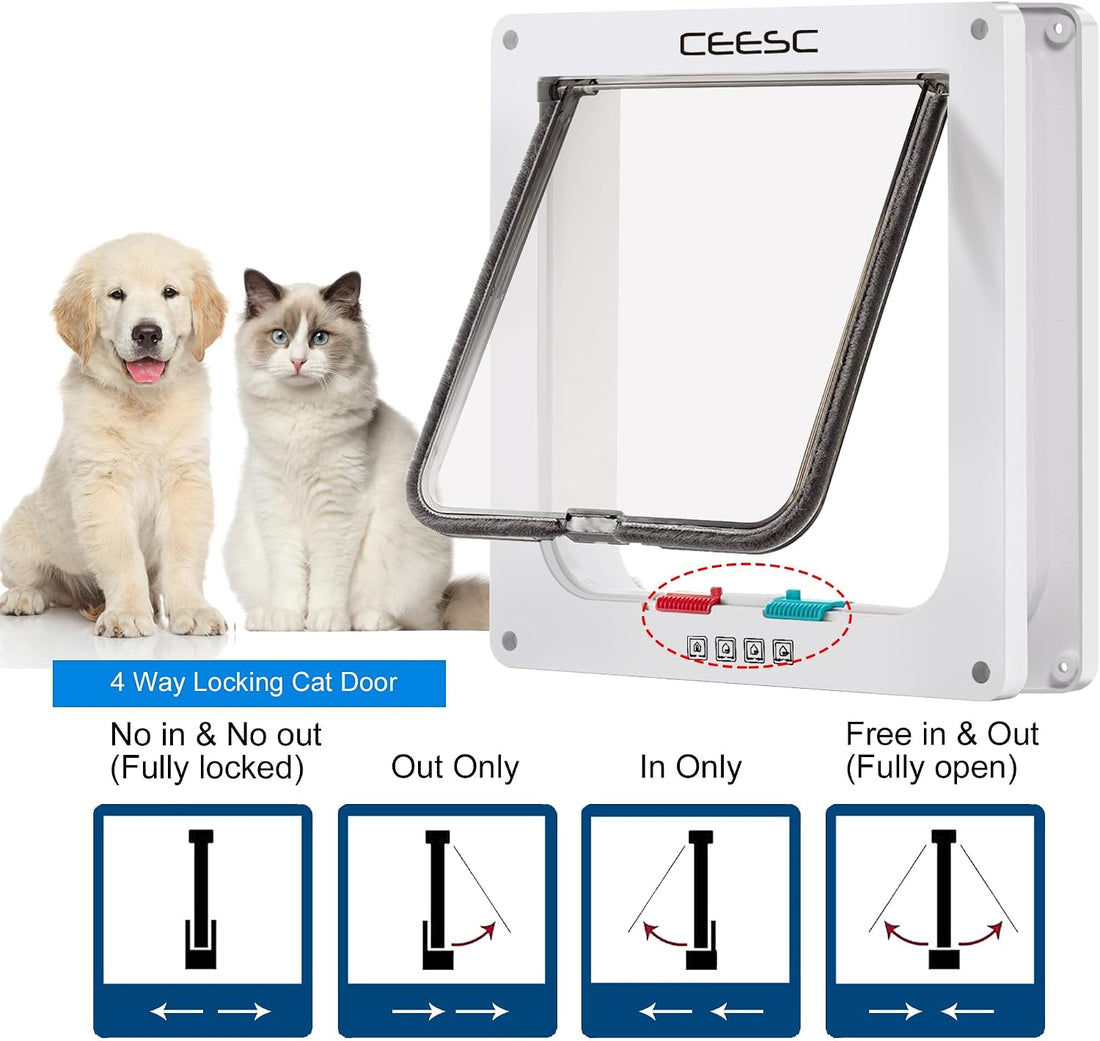 CEESC Medium Cat Door for Pets up to 15.43 lbs, Weatherproof