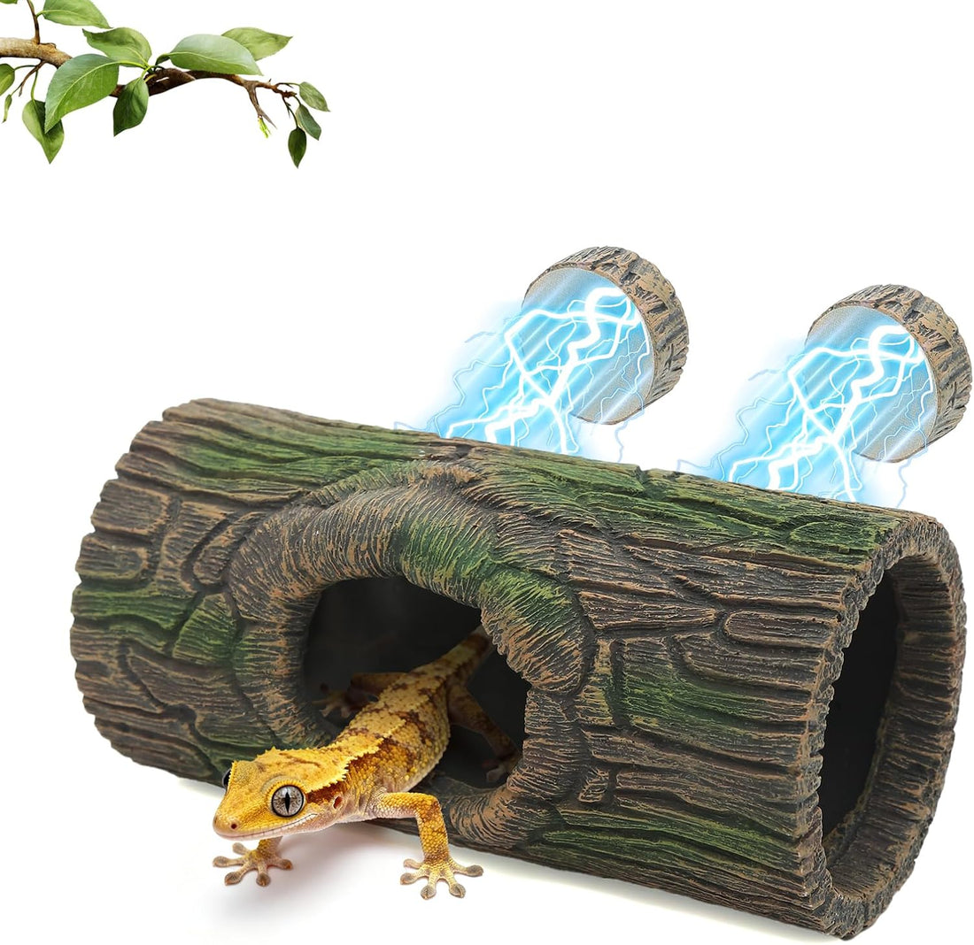 REPTITRIP Magnetic Crested Gecko Hideout - Resin Hollow Log Cave