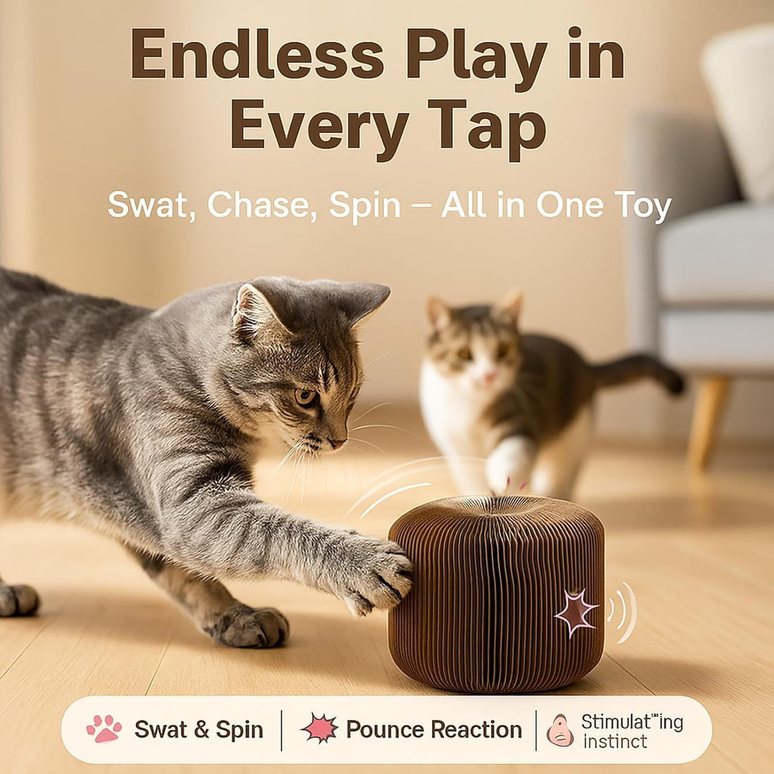 Interactive Cat Toy, Kitty Curls Cat Scratcher