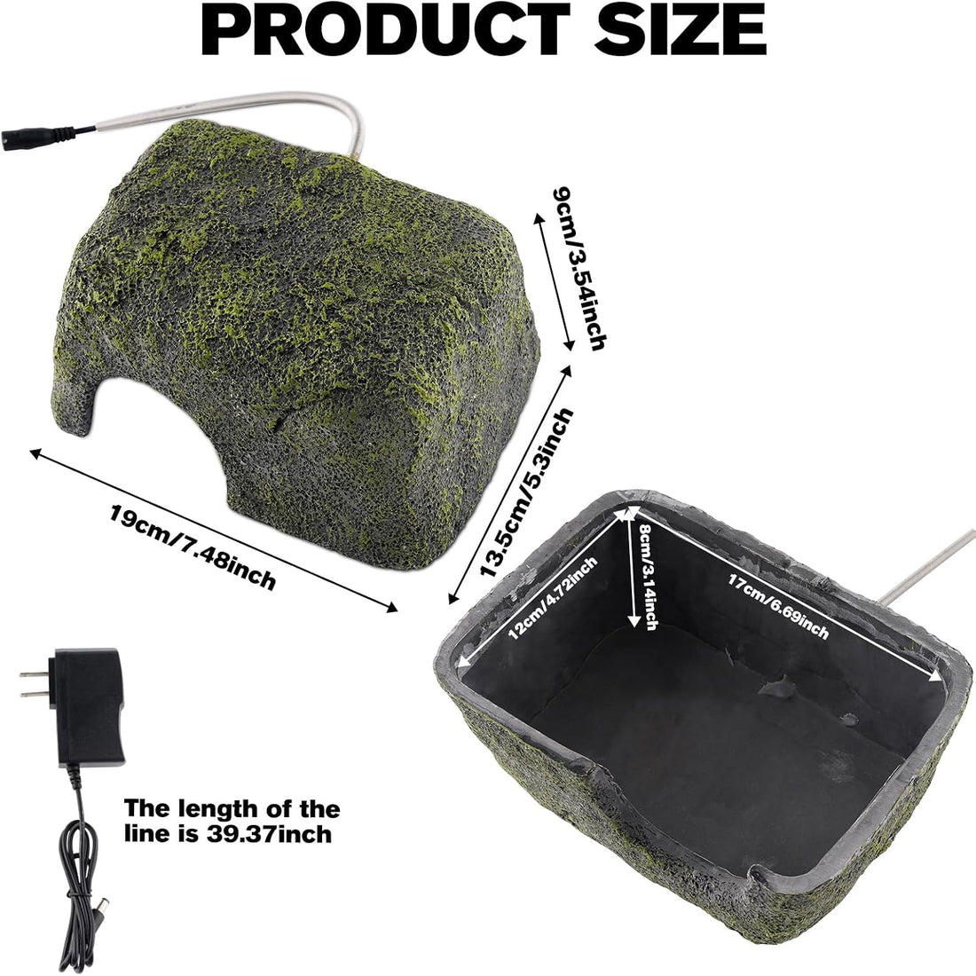 Reptile Heated Rock Bearded Dragon Basking Platform with Hide