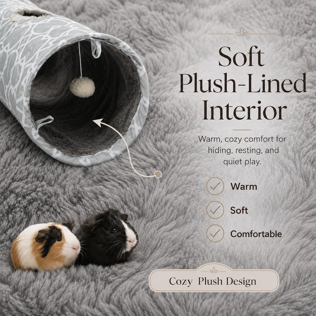 Plush Inside 3-Way Shape Small Animals Tube Tunnel with Interactive