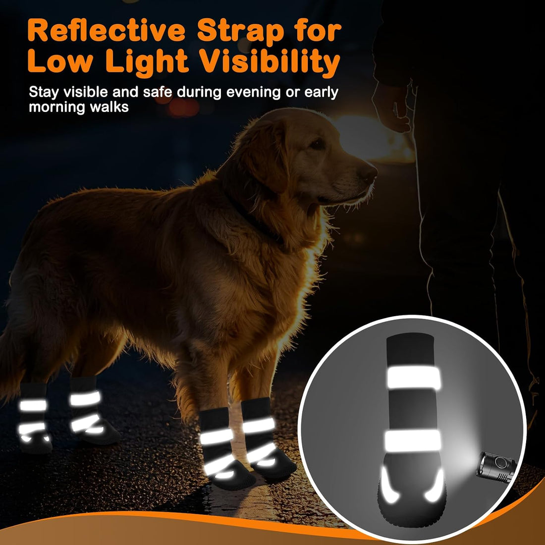 LUCKYPAW Dog Shoes for Winter Snow Waterproof Dog Boots with Fleece