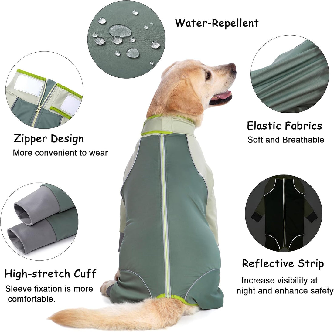 Dog Onesie Coat - Water-Repellent & Stretchable