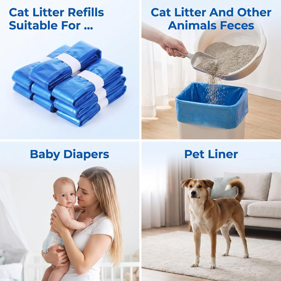 24 Pcs Cat Litter Refill Bags, Durable Universal Cat Litter Refills