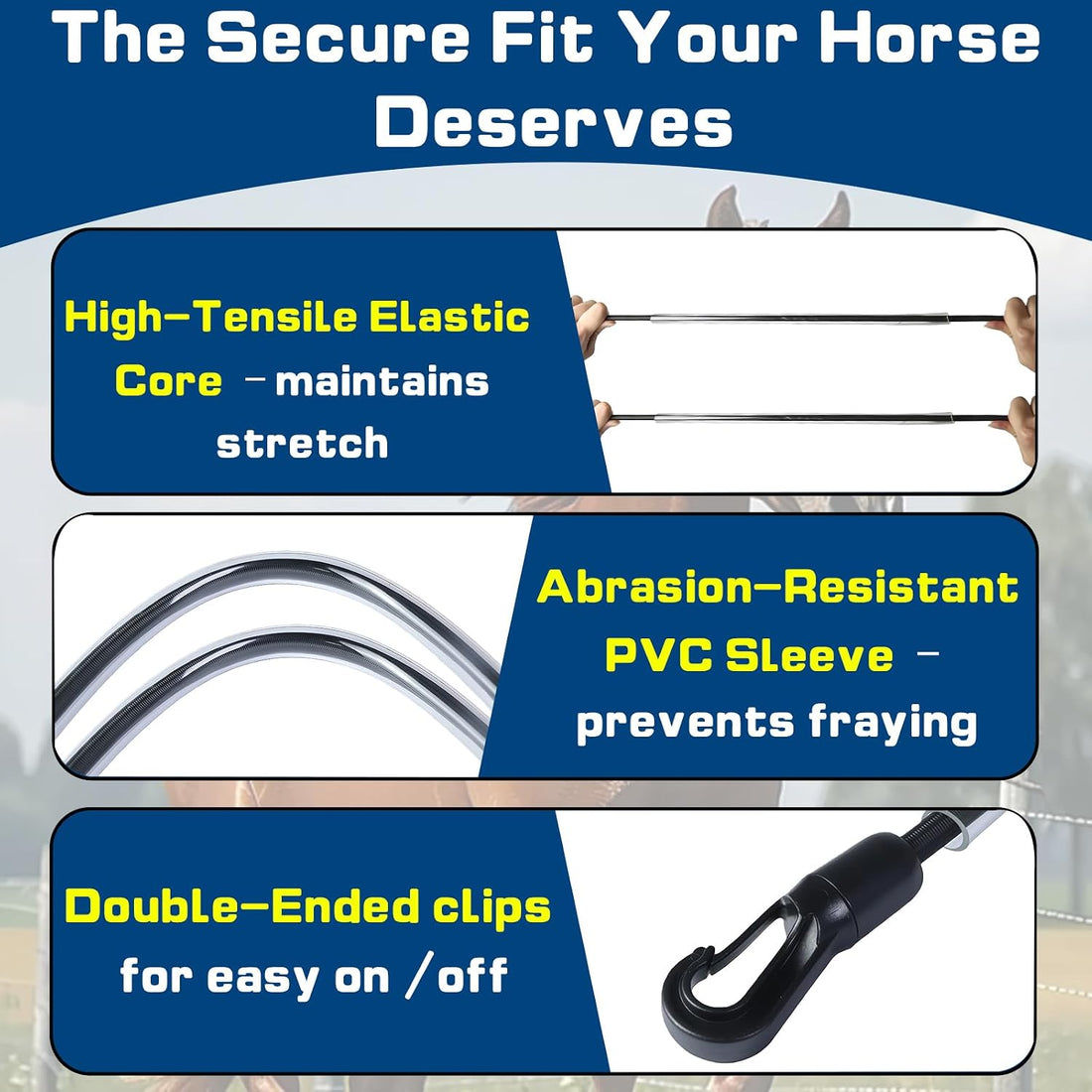 6-Pack Horse Blanket Leg Straps-Elastic Replacement Straps