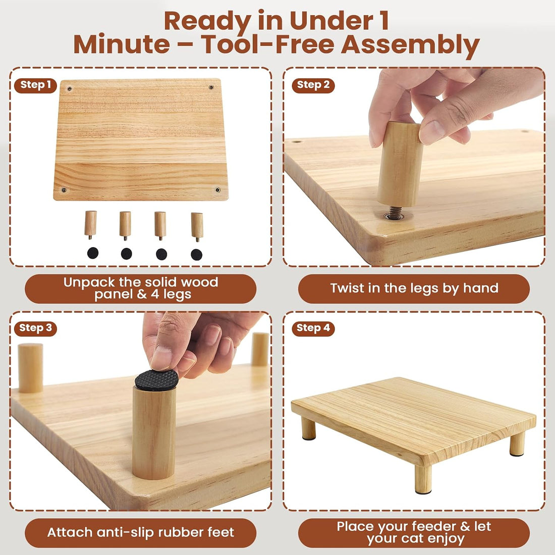 Cat Food Stand, Riser for Automatic Feeder & Water Bowl