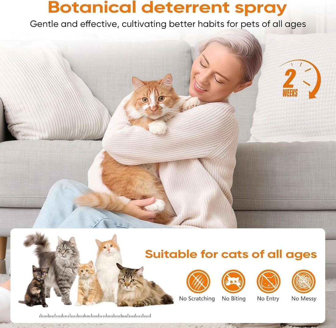 Cat Deterrent Spray 2 Pack, Natural Non-Toxic Plant Based