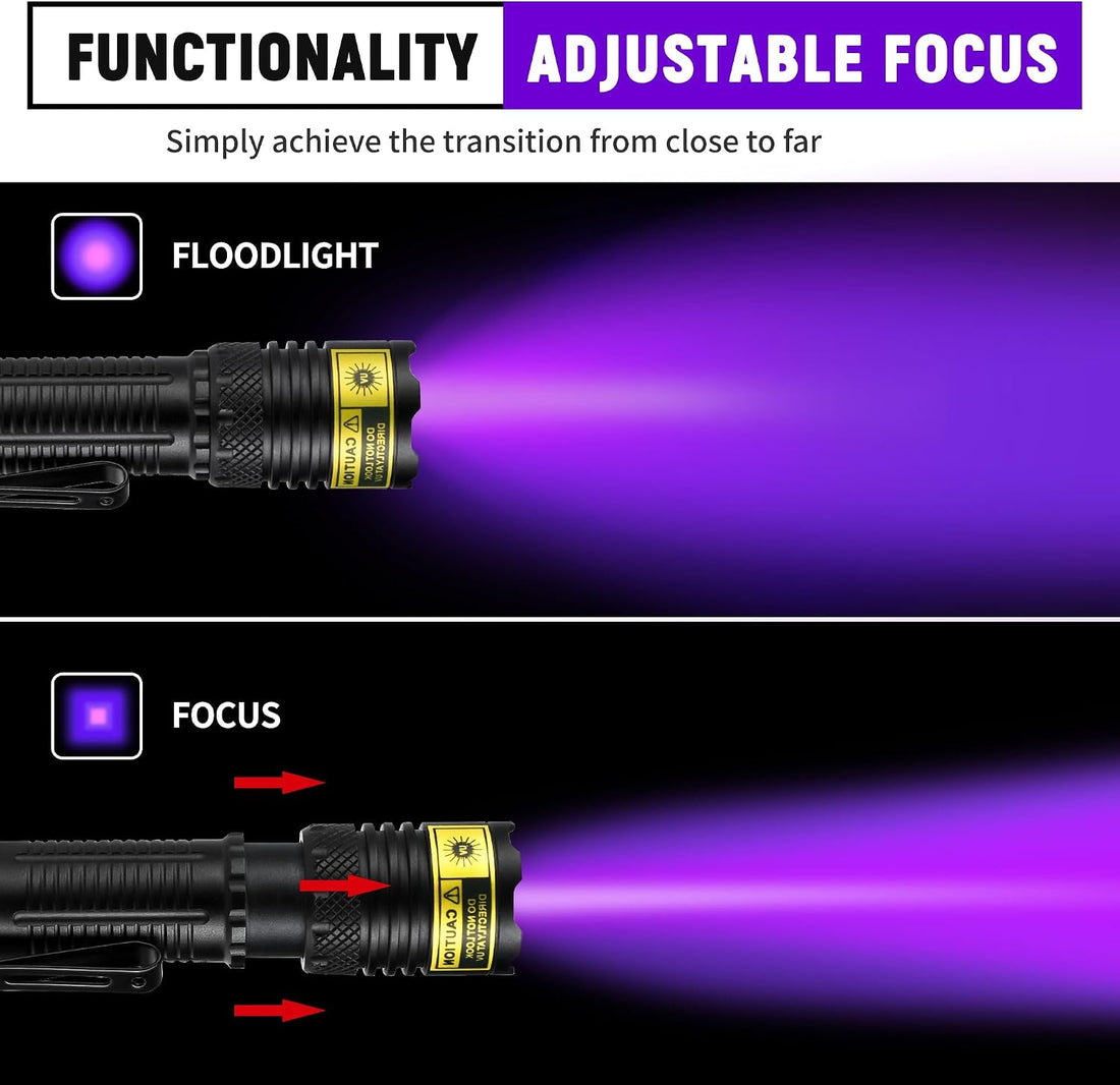 DARKDAWN UV Flashlight 365 & 395nm Black Light,Ultraviolet Blacklight