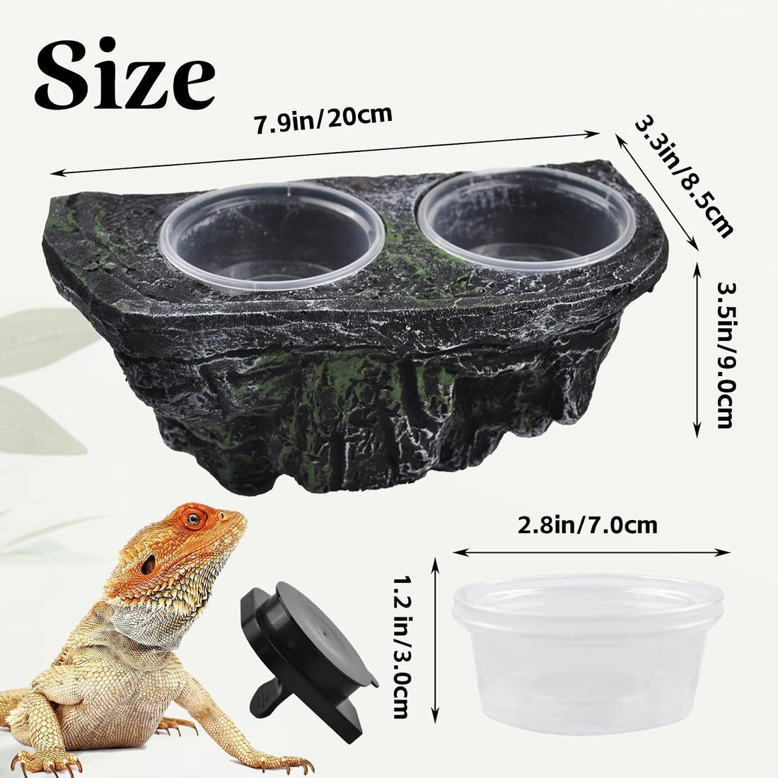 kathson Magnetic Reptile Feeder Ledge,Double Bowl Magnetic Lizard