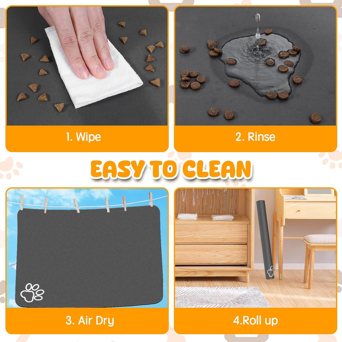 Dog Food Mat, 36" x 24" Extra Large Absorbent Dog Mat for Food