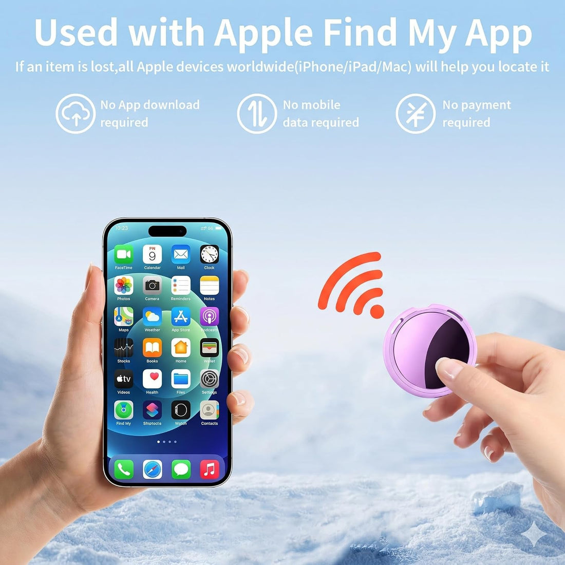 2 Pack Tracker Tags Finder Apple Find My MFi Certified Waterproof iOS