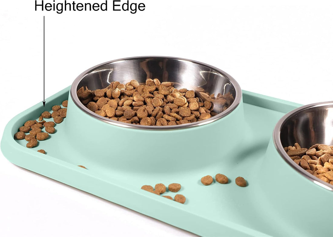 L.D.Dog Cat Food Bowls, Cat Bowls Non-Skid and Non-Spill Silicone