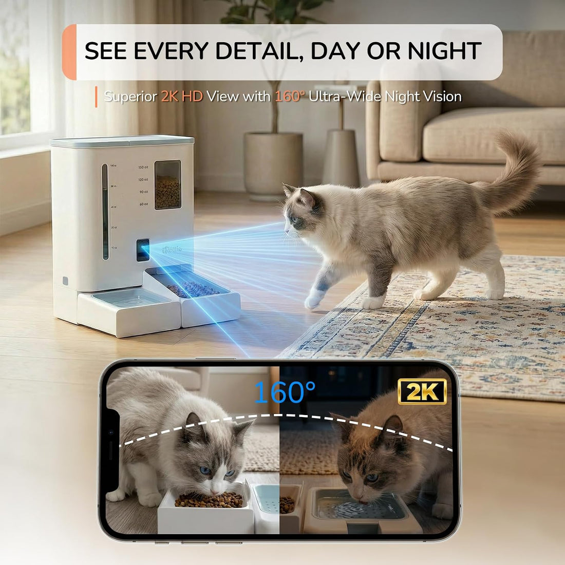 iPettie Camera Automatic Cat Feeder and Water Dispenser