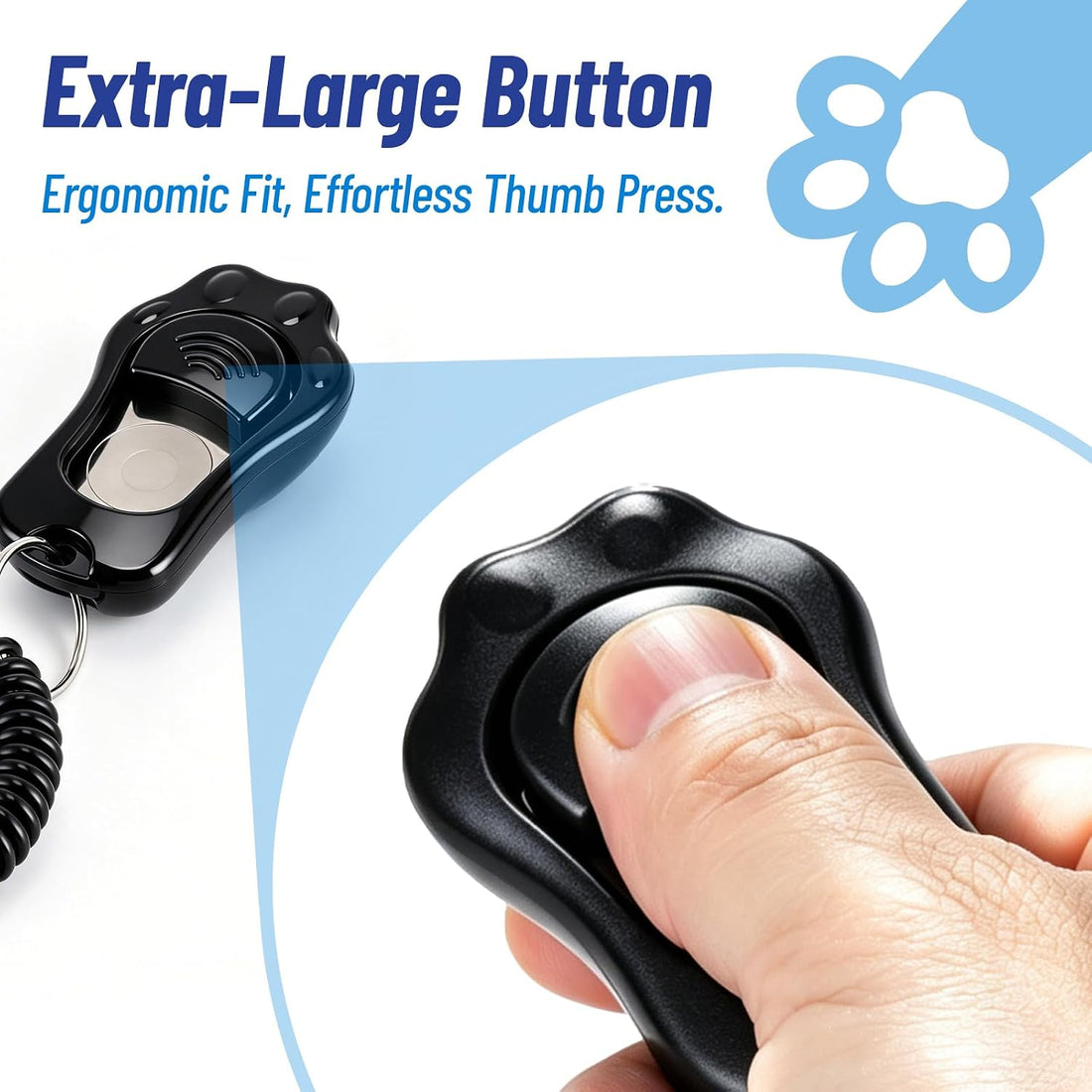 Dog Training Clicker 2-Pack with 3 Volumes-Black & Blue