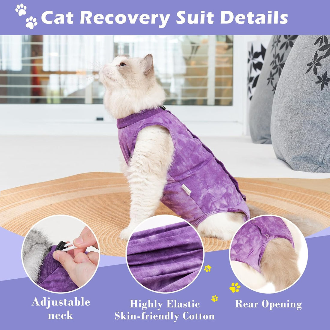 2Pack Cat Surgery Recovery Suit Female,Cat Onesie for Cat After