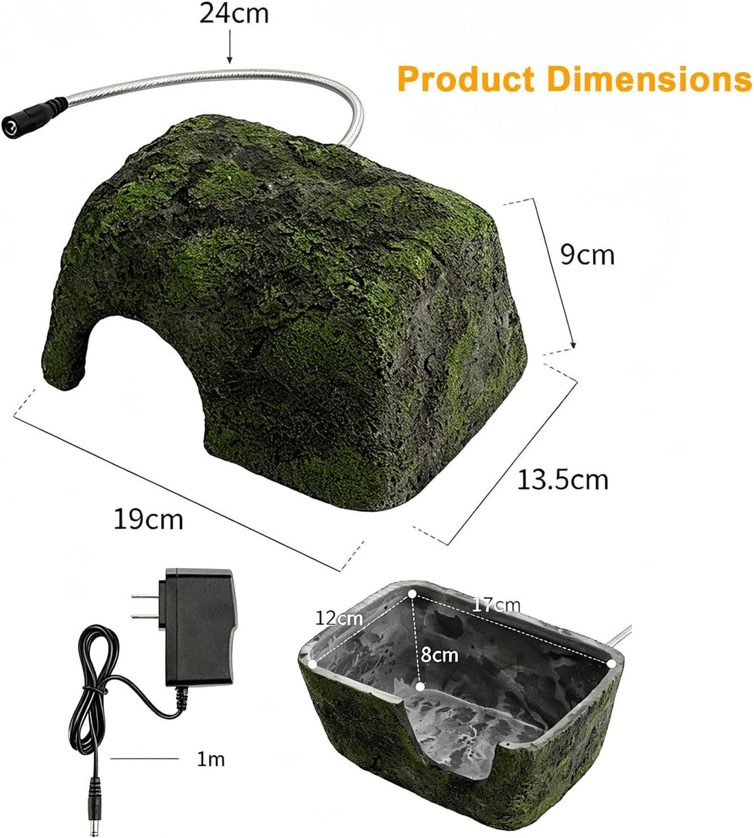 Reptile Heating Rock Basking Platform with Hiding Cave