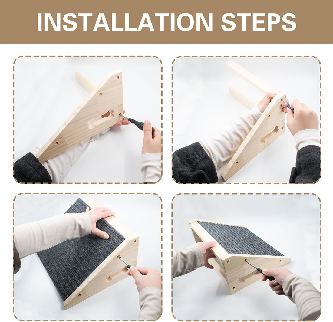 Dog Ramp for Stairs, Wooden Low-Angled Pet Ramps