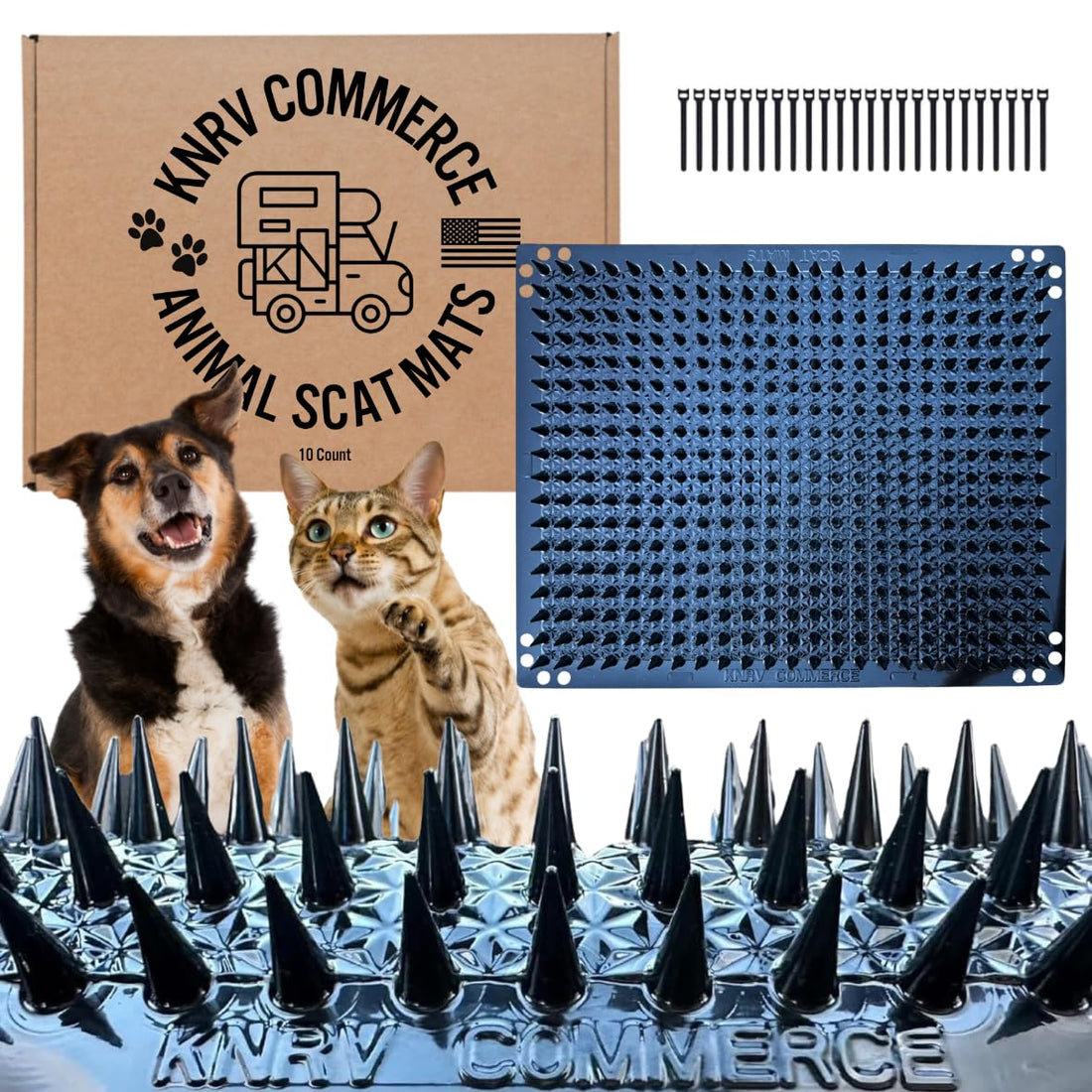 KNRV Commerce Scat Mats for Dogs & Cats - 10 Pack | Pet Repellent Mats