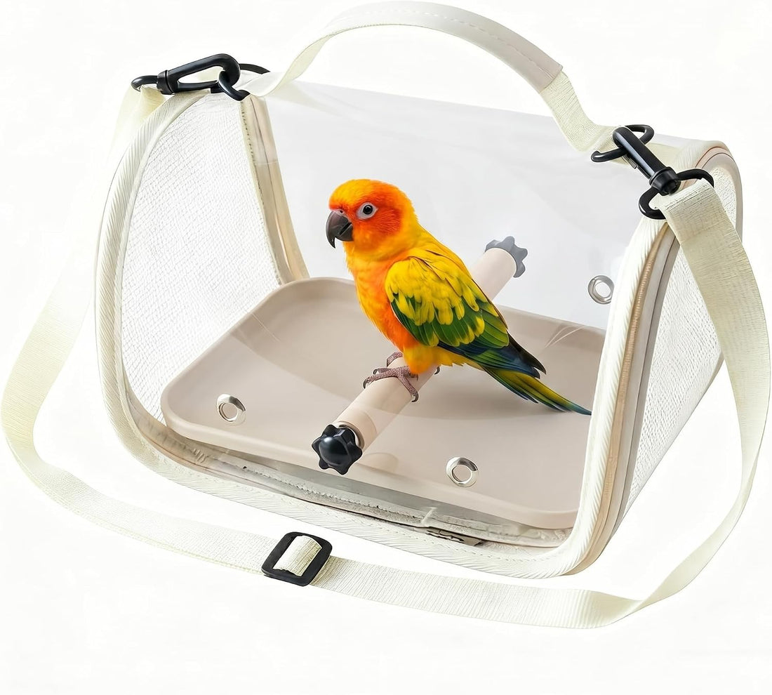 Portable Bird Travel Carrier with Transparent Front & Breathable Mesh
