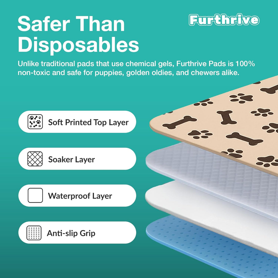 Furthrive Washable Pee Pads for Dogs with Pheromone Attraction