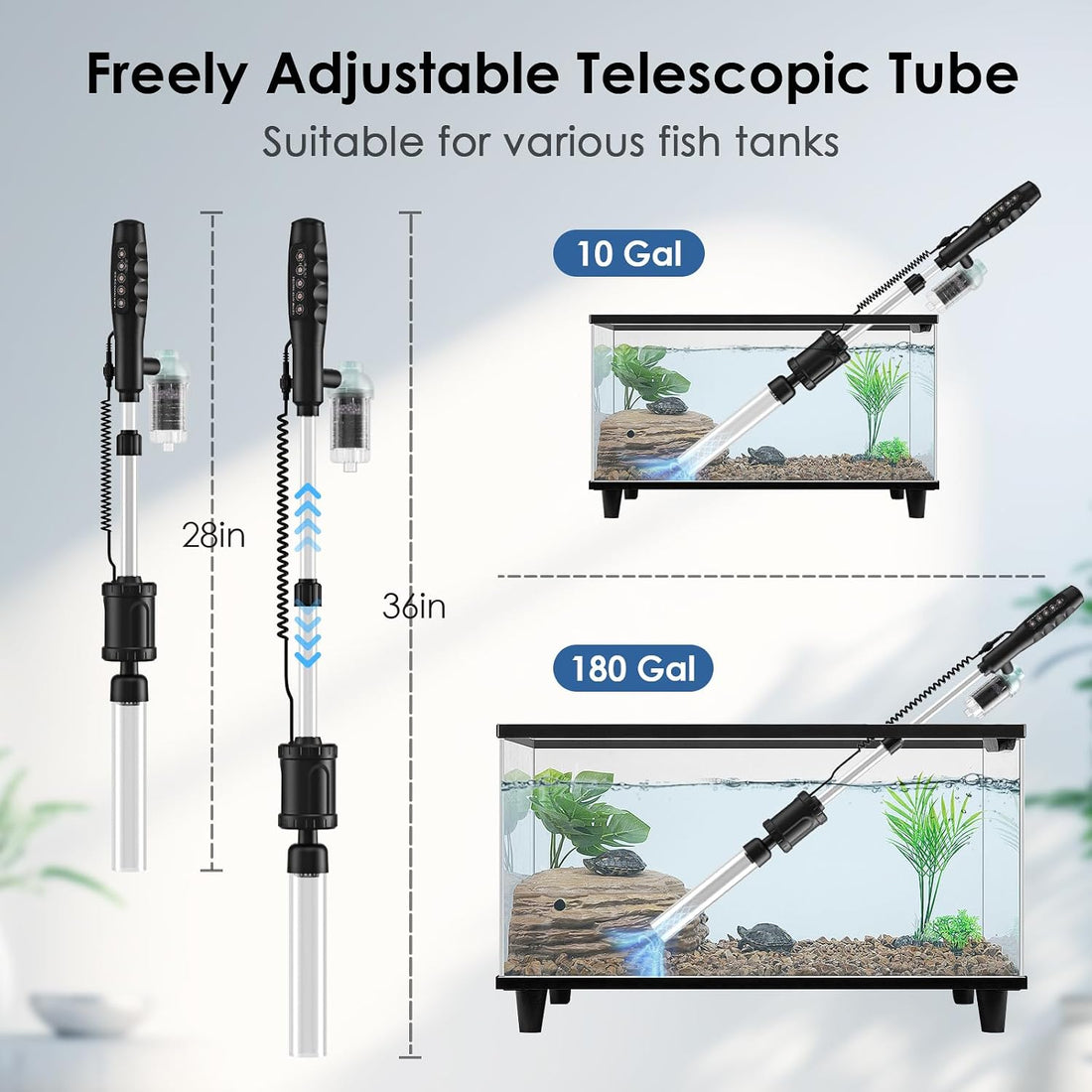 AKKEE Aquarium Vacuum Gravel Cleaner Handle Control