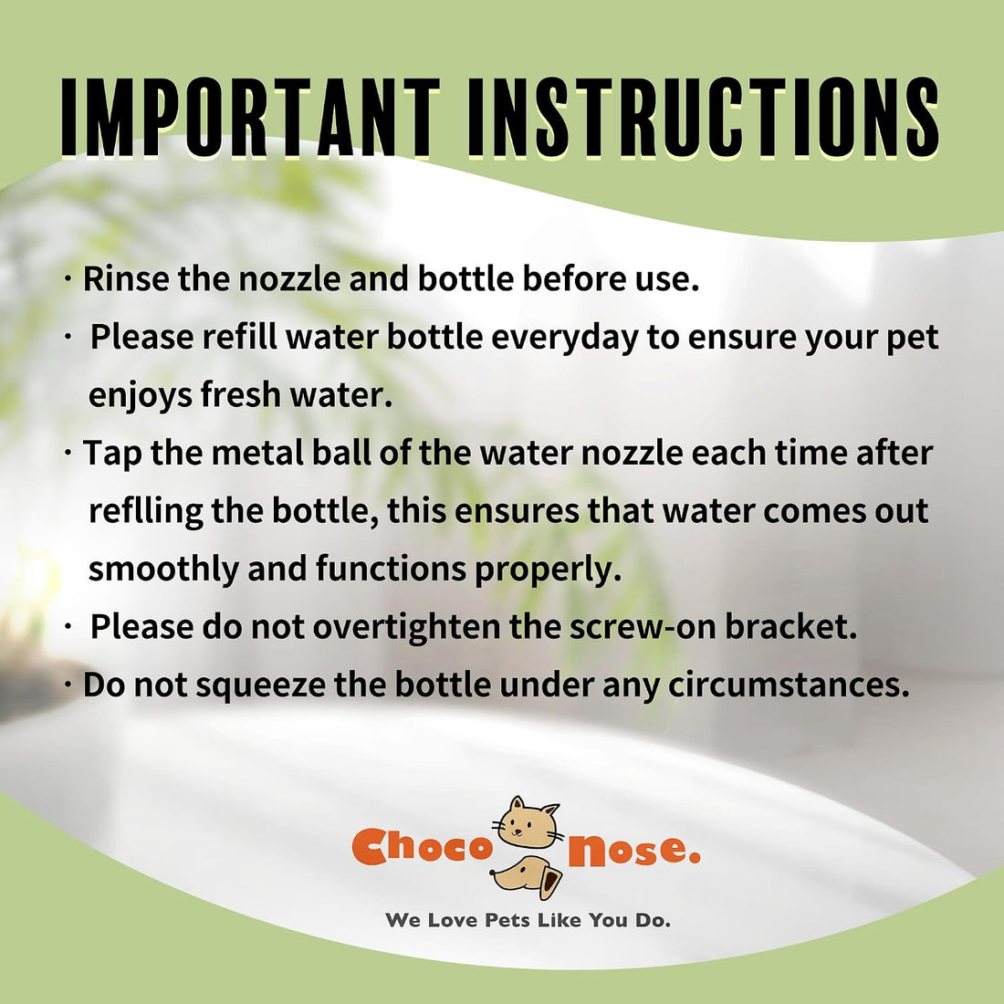Choco Nose No-Drip Small Animal Water Bottle