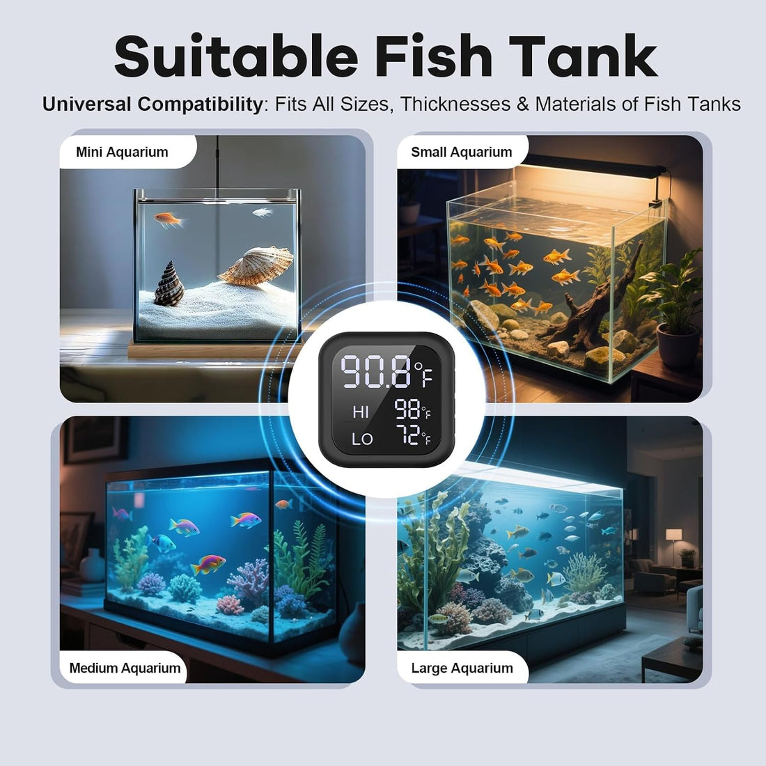 Aquarium Thermometer, Smart Digital Fish Tank Thermometer