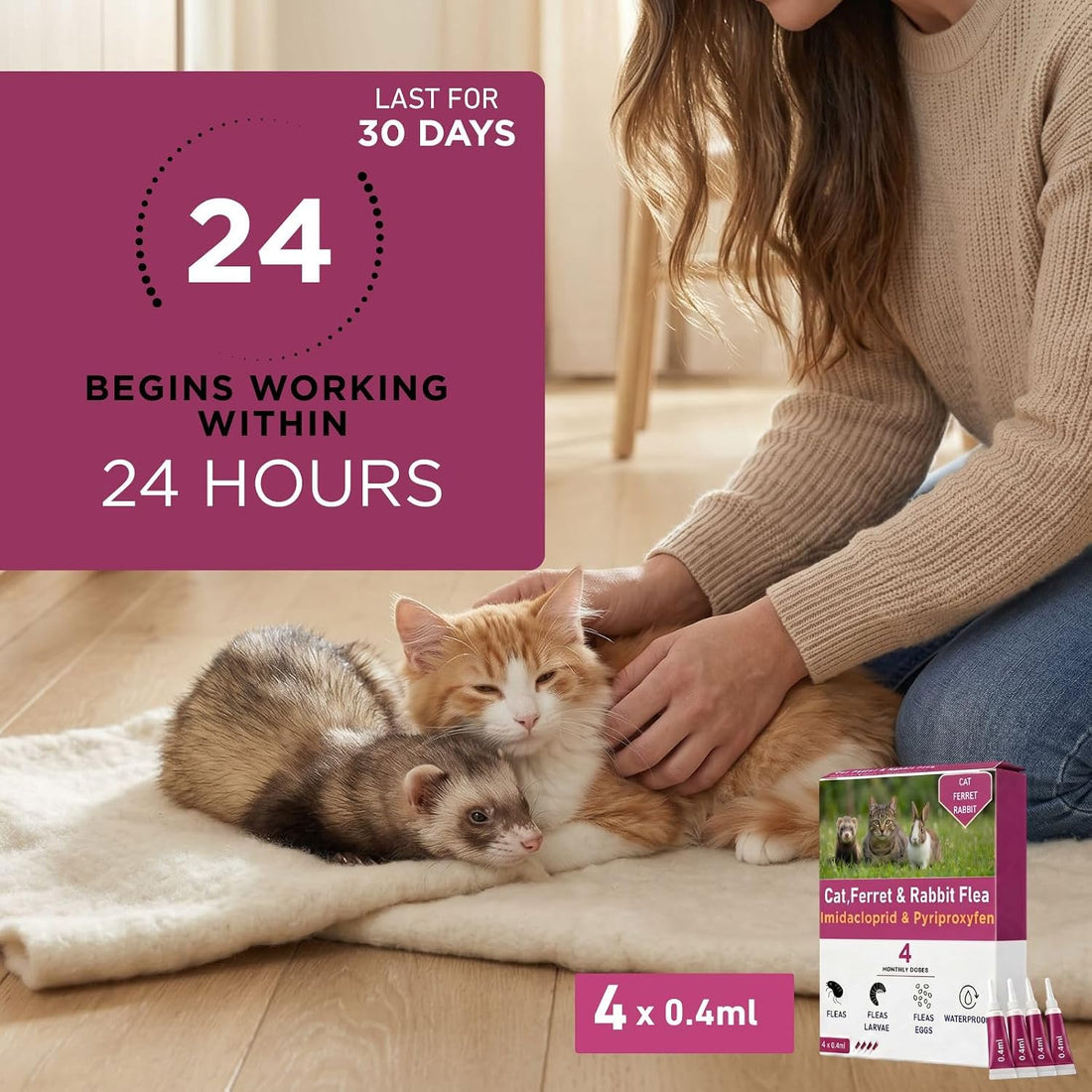 Topical Care Drops for Cats Spot-On Drops for Kitten Bunny Ferret