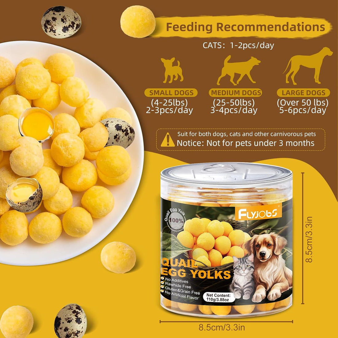 Dehydrated Quail Egg Yolk Snacks for Cats and Dogs Training
