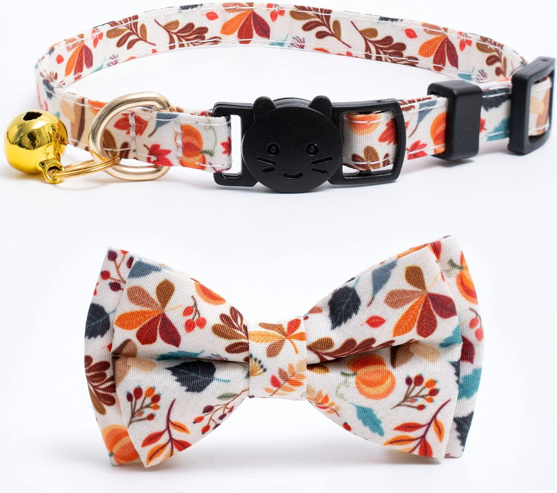 2 Pack Breakaway Fall Cat Collar with Bow Tie Orange Green