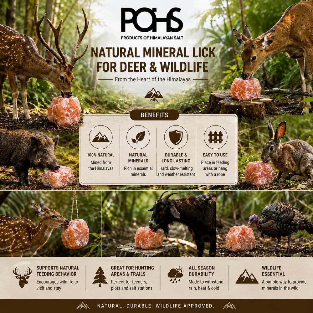 POHS Himalayan Pink Salt 10 lb Rock – Natural Mineral Lick for Deer